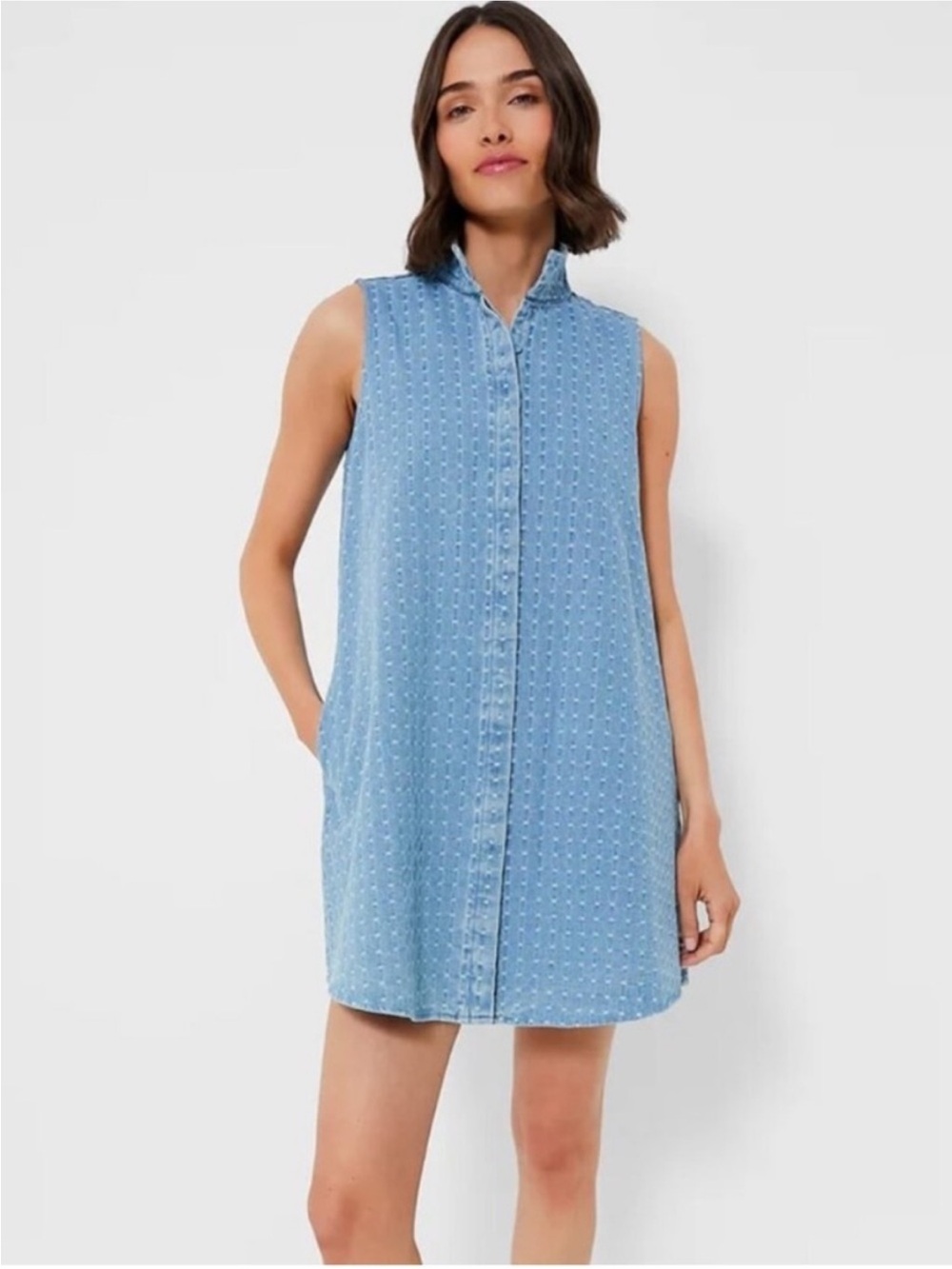 Tuckernuck Light Wash Denim Dot Sleeveless Charlie Dress S